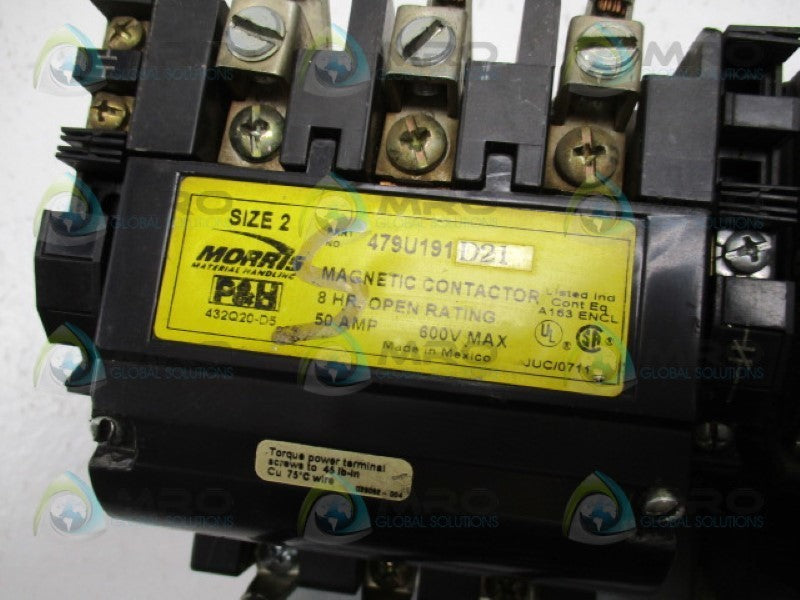 P&H MORRIS 479U191D21 50A SIZE 2 120/240V (AS PICTURED) UNMP