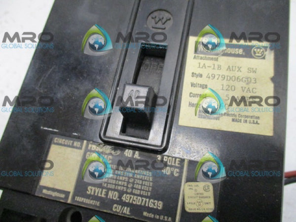 WESTINGHOUSE 4975D71G39 CIRCUIT BREAKER 40A UNMP