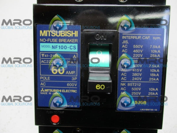 MITSUBISHI NF100-CS CIRCUIT BREAKER 60A NSNP