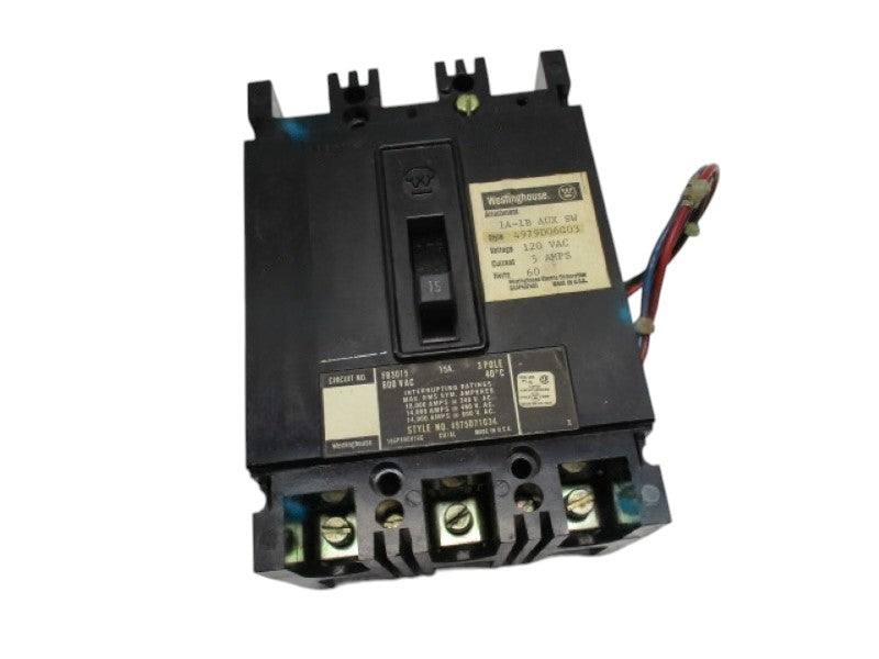WESTINGHOUSE FB3015 CIRCUIT BREAKER 15A UNMP
