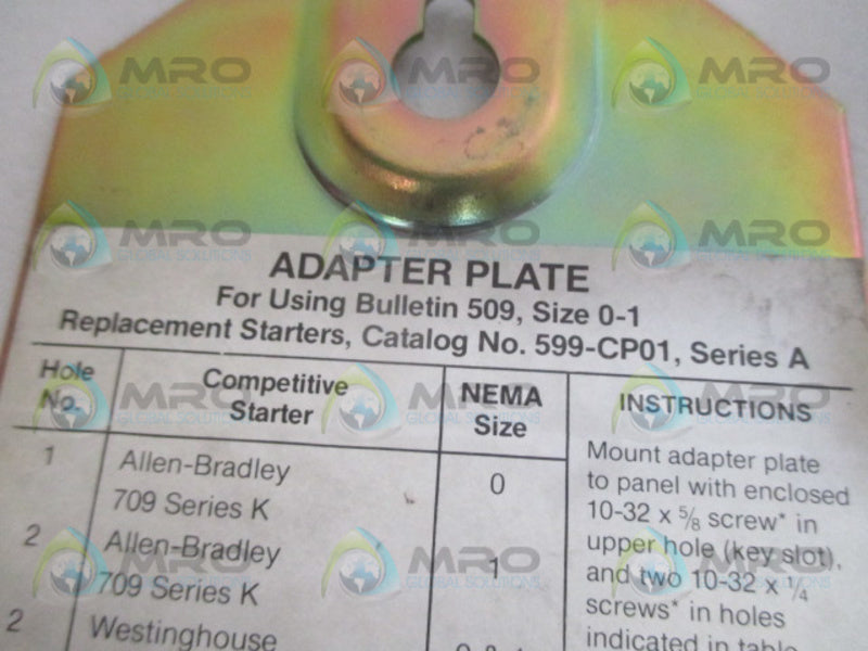 INDUSTRIAL SPARE PART 599-CP01 SER. A ADAPTER PLATE (MISSING ACCESSORIES) NSNP