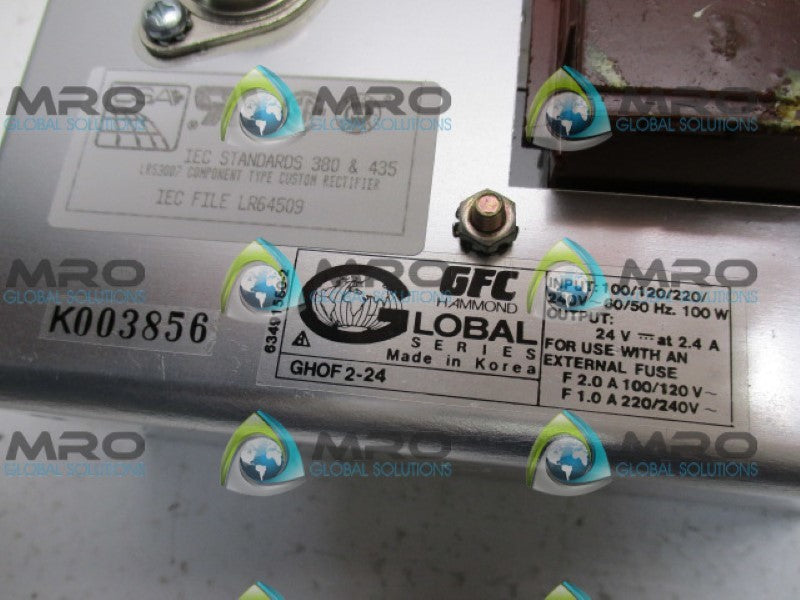 GFC HAMMOND GH0F2-24 POWER SUPPLY 2.4A 24VDC 100/120/220/240V NSMP
