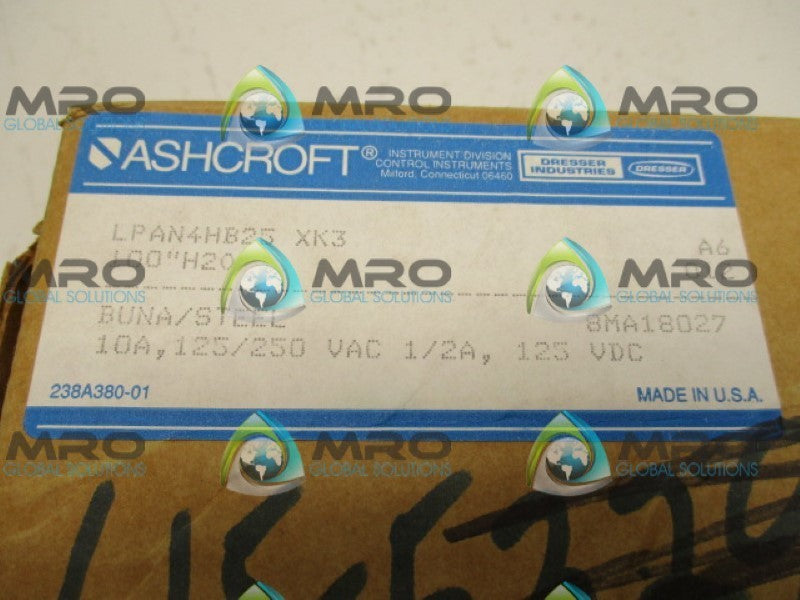 ASHCROFT LPAN4HB25XK3 PRESSURE SWITCH 100"H2O NSMP