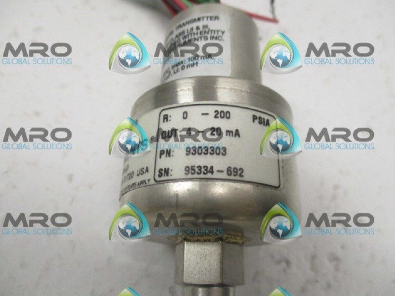 DATA INSTRUMENTS 9303303 PRESSURE TRANSDUCER 0-200PSIA NSNP