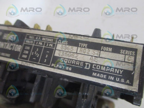 SQUARE D 8965-R02S2 SER.C HOIST CONTACTOR 24V UNMP