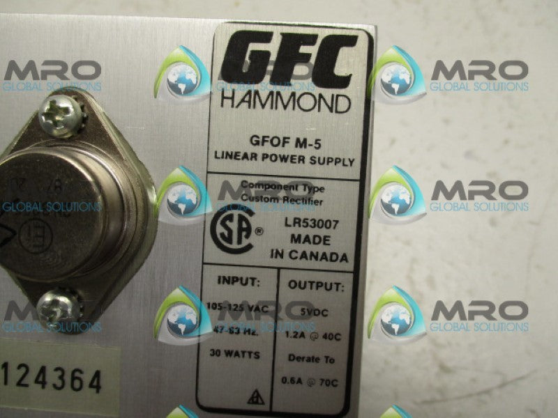 GFC/HAMMOND GFOFM-5 LINEAR POWER SUPPLY NSMP