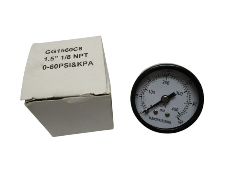 MARSHALLTOWN GG1560C8 GAUGE 0-60PSI/KPA 1.5" 1/8"NPT NSMP