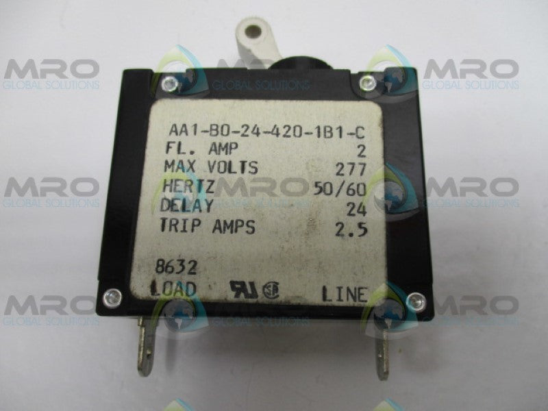 CARLING SWITCH AA1-B0-24-420-1B1-C CIRCUIT BREAKER 2A 250V UNMP