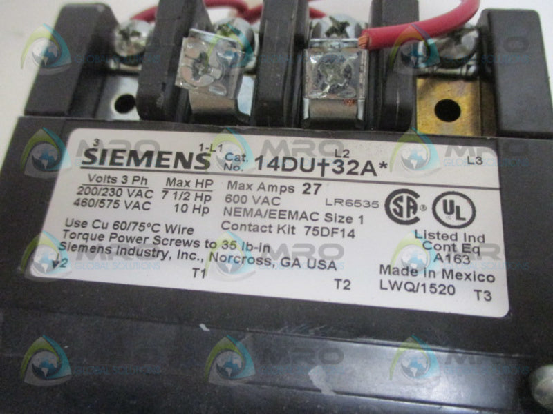 SIEMENS 14DUC32AA STARTER 240V (AS PICTURED) NSNP
