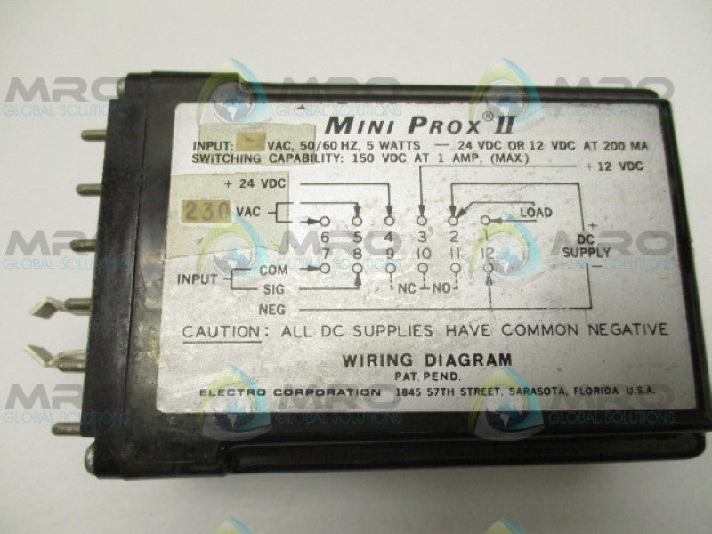 ELECTRO MINI PROX II 5247 DC SWITCH RELAY (AS PICTURED) UNMP