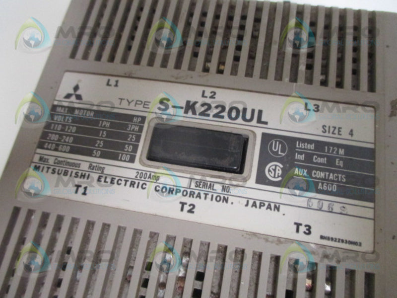 MITSUBISHI S-K220UL CONTACTOR 460V UNMP