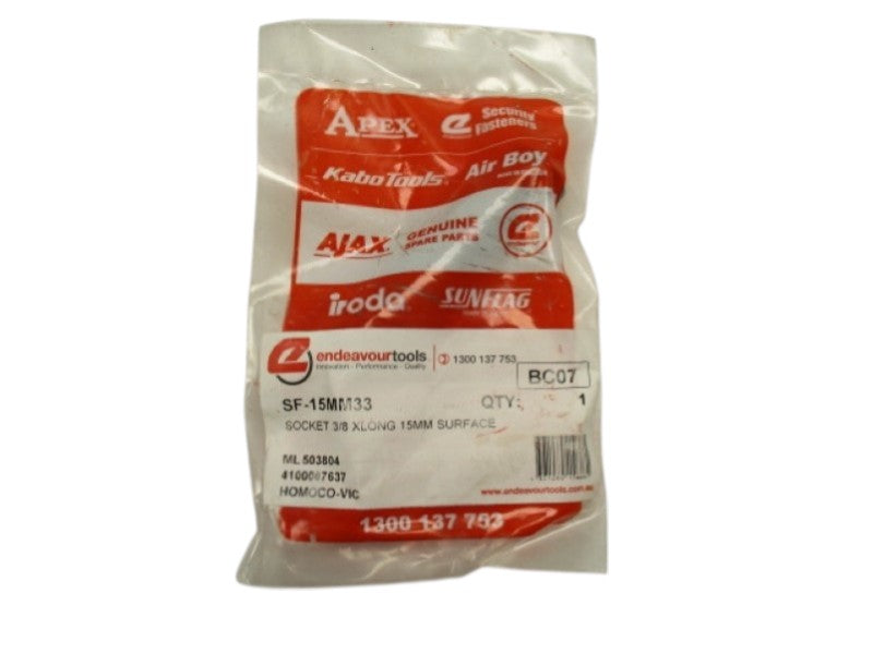 APEX ENDEAVOURTOOLS SF-15MM33 SOCKET 3/8" XLONG 15MM NSMP