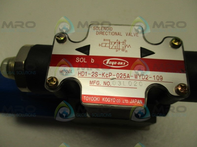 TOYOOKI KOGYO HD1-2S-KCP-025A-WYD2-109 DIRECTIONAL VALVE 24VDC NSNP