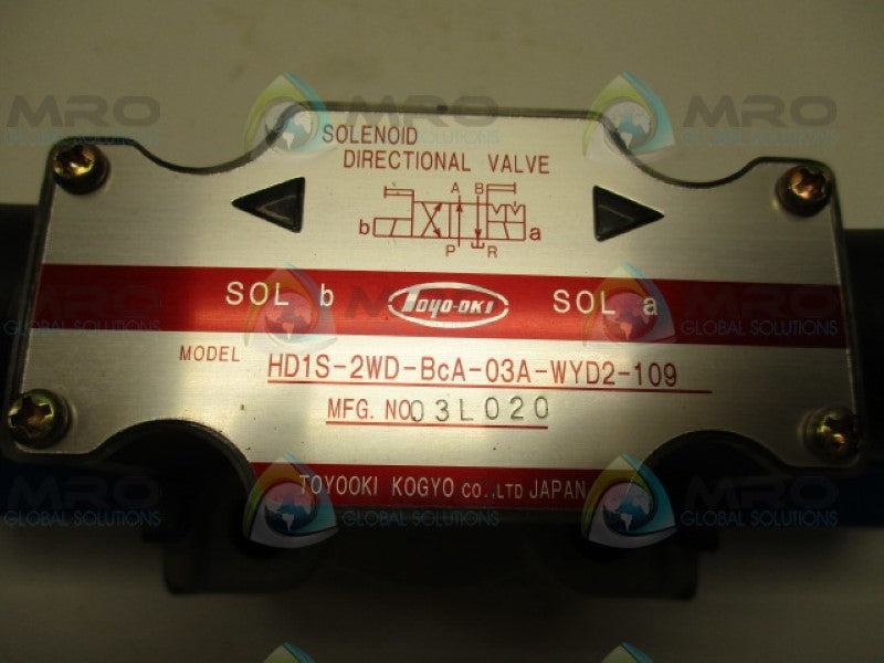 TOYOOKI KOGYO HD1-2WD-BCA-03A-WYD2-109 DIRECTIONAL VALVE 24VDC NSNP