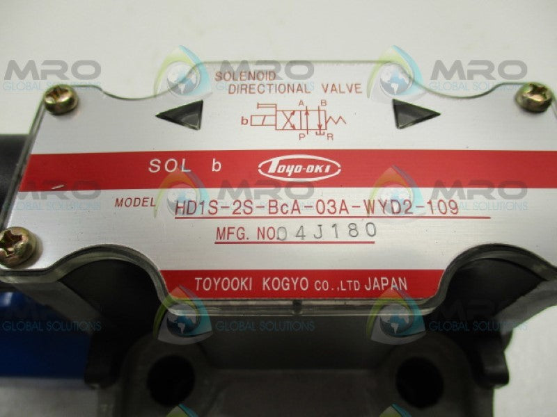 TOYOOKI KOGYO HD1S-2S-BCA-03A-WYD2-109 DIRECTIONAL VALVE 24VDC NSNP