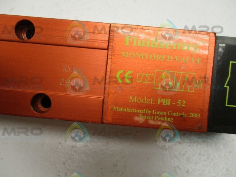 FLUIDSENTRY PBI-52 MONITORED VALVE 24VDC UNMP