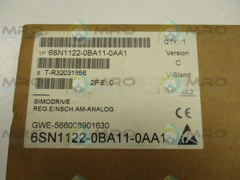SIEMENS 6SN1122-0BA11-0AA1 SIMODRIVE 611 CONTROL UNIT NSFS