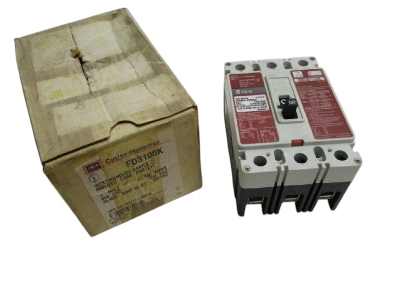 CUTLER HAMMER FD3100K CIRCUIT BREAKER 100A RED FACE NSMP