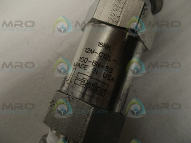 PARKER 12M-C12L-100-BN-SS VALVE (AS PICTURED) UNMP