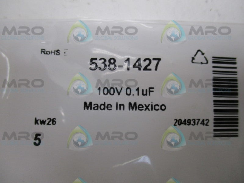 KEMET C322C104K1R5TA 538-1427 CERAMIC CAPACITOR 100V 0.1UF NSMP