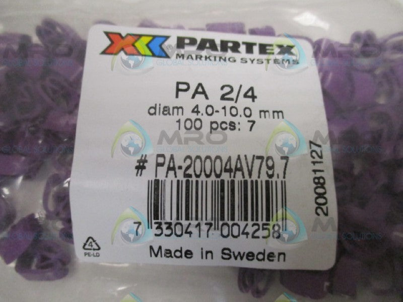 PARTEX MARKING PA-20004AV79 CABLE MARKER (PKG OF 100) NSMP