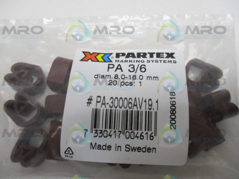 PARTEX MARKING PA-30006AV19 CABLE MARKER (PKG OF 20) NSMP