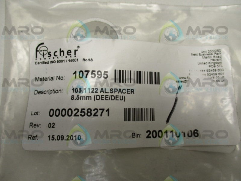 FISCHER 107595 ALUMINUM SPACER 8.5MM NSMP