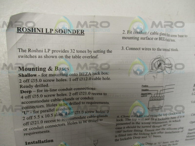 FARNELL IN ONE 3310279 ROSHNI LP SOUNDER NSMP