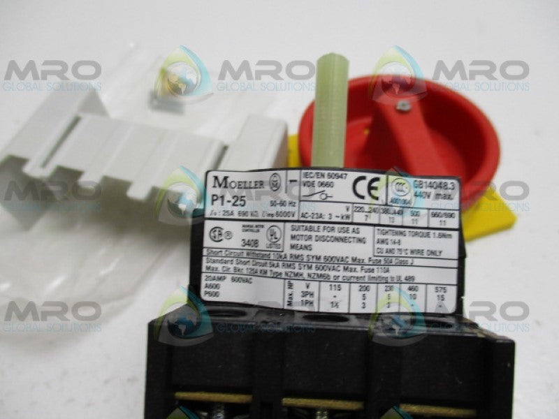 MOELLER P1-25/EA/SVB 818-429 PANEL MOUNT ISOLATOR SWITCH 3P NSNP