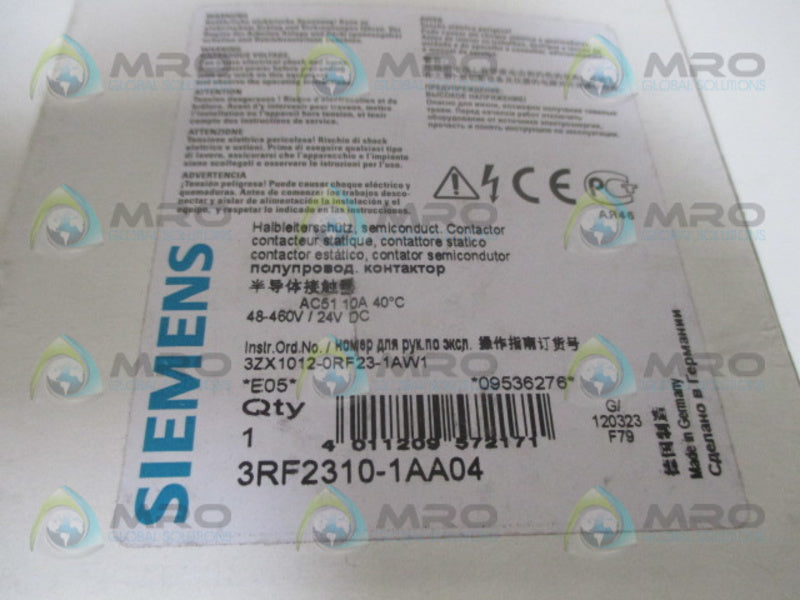 SIEMENS 3RF2310-1AA04 SS CONTACTOR (MISSING ACCESSORIES) NSMP