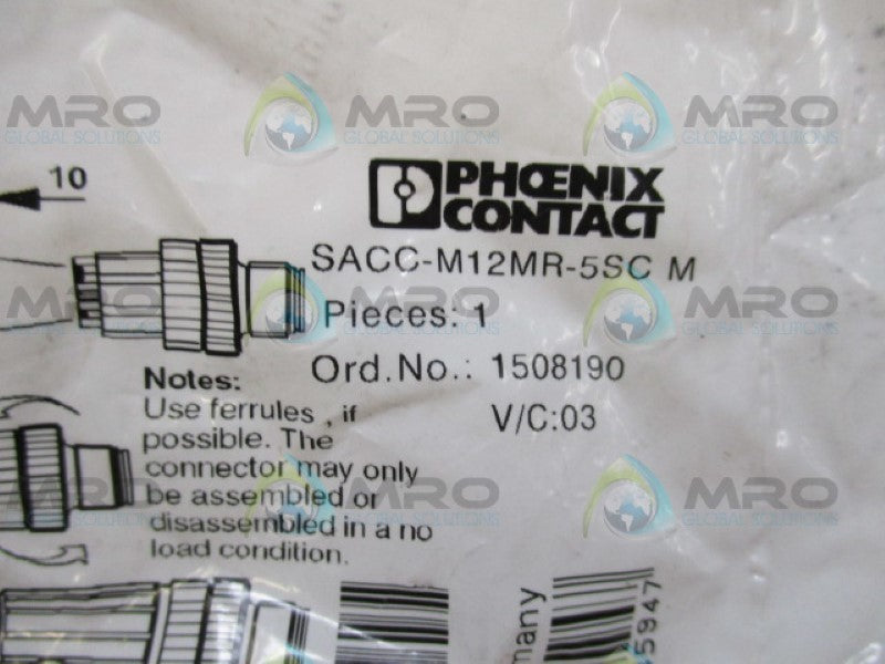 PHOENIX CONTACT SACC-M12MR-5SC CONNECTOR CABLE 5-POSITION NSMP