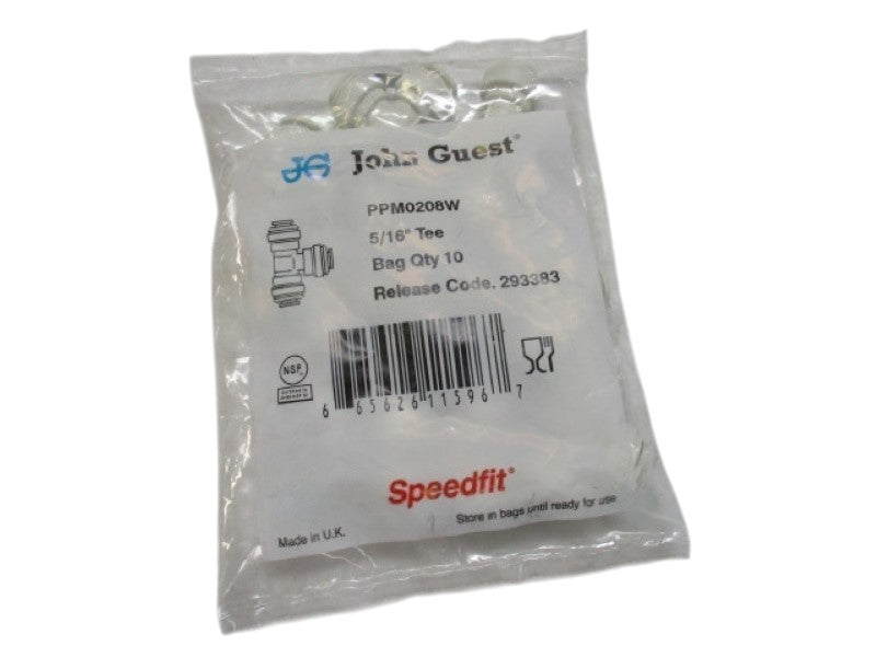 JOHN GUEST PPM0208W TEE FITTING 5/16" (PKG OF 10) NSMP