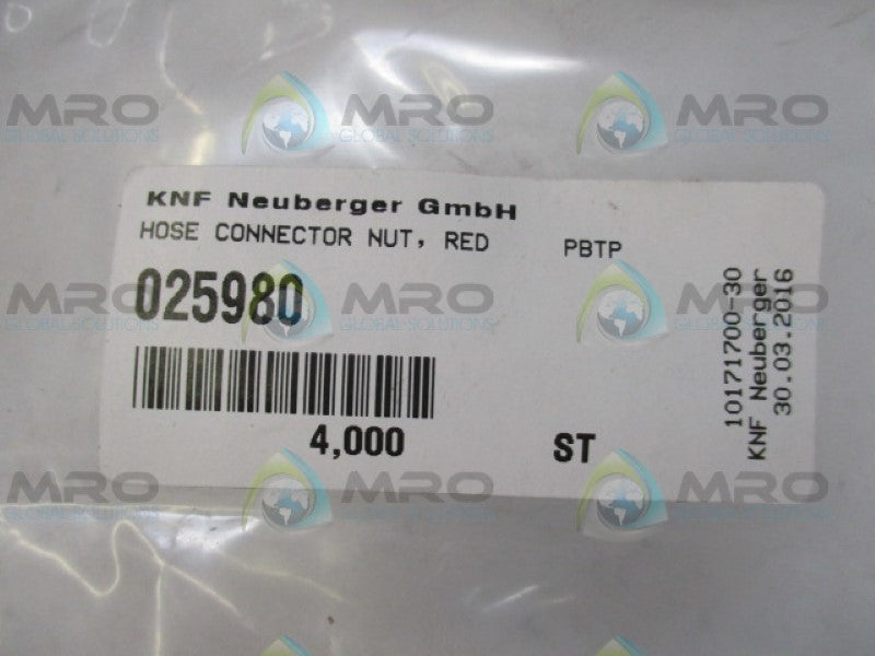 KNF 10171700-30 025980 RED HOSE CONNECTOR NUT (PKG OF 4) NSMP