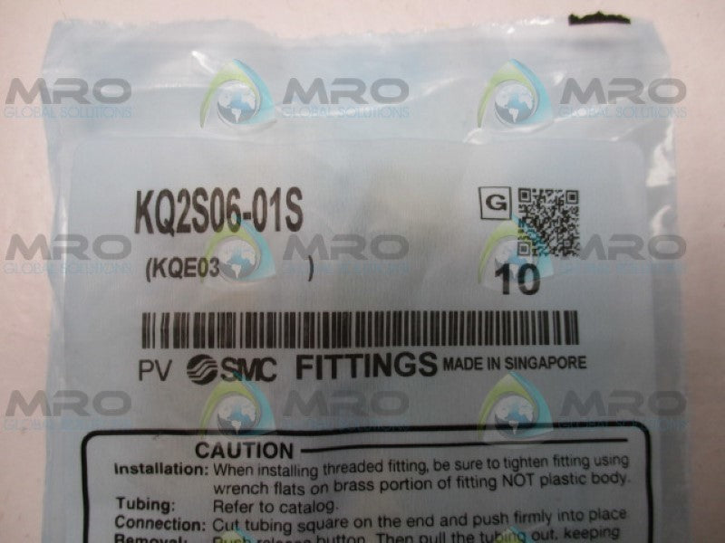 SMC KQ2S06-01S MALE CONNECTOR FITTING WITH HEX (PKG OF 10) NSMP