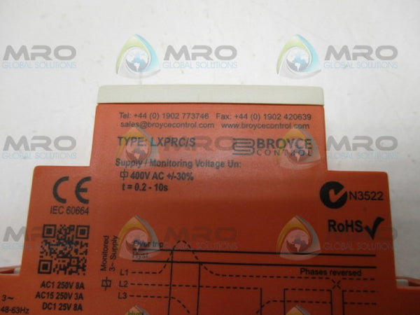 BROYCE CONTROL LXPRC/S 850-5360 MONITORING RELAY 400VAC NSMP