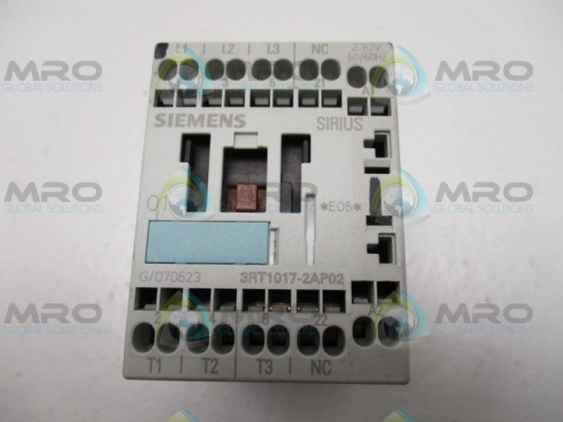 SIEMENS 3RT1017-2AP02 CONTACTOR 230V UNMP