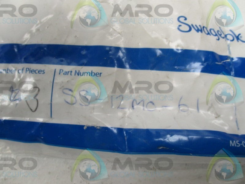 SWAGELOK SS-12M0-61 BULKHEAD UNION TUBE FITTING (PKG OF 3) NSMP