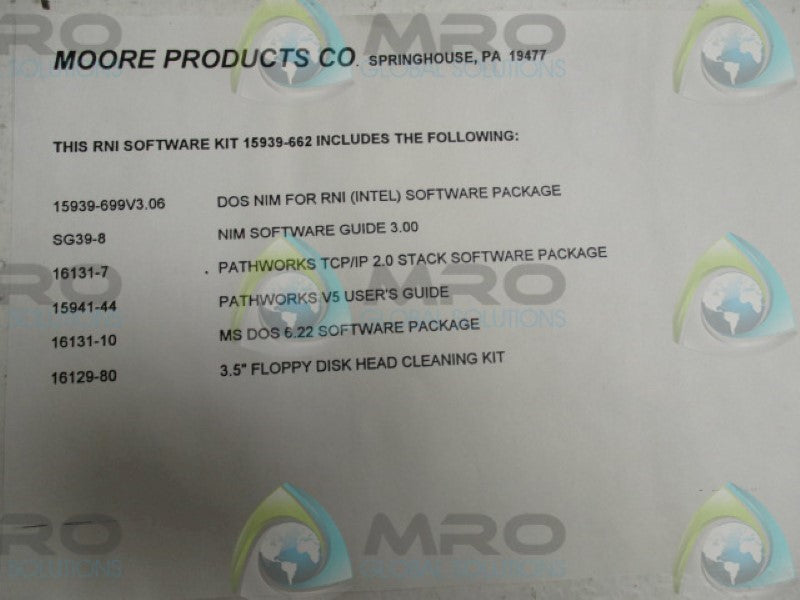 MOORE 15939-662 15939-662V3.06 16131-7 KIT NSMP
