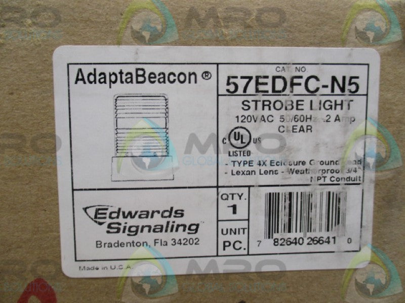 EDWARD SIGNALING 57EDFC-N5 CLEAR STROBE LIGHT 120VAC NSMP