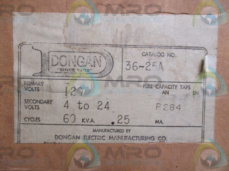 DONGAN 36-25A SIGNALING TRANSFORMER 120/4-24V NSMP