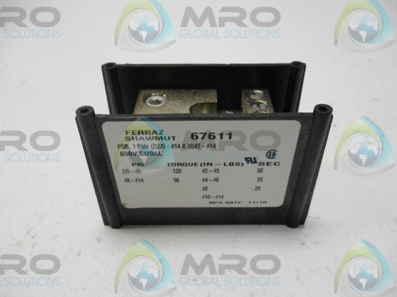 FERRAZ SHAWMUT 67611 DISTRIBUTION BLOCK 1P 600V UNMP