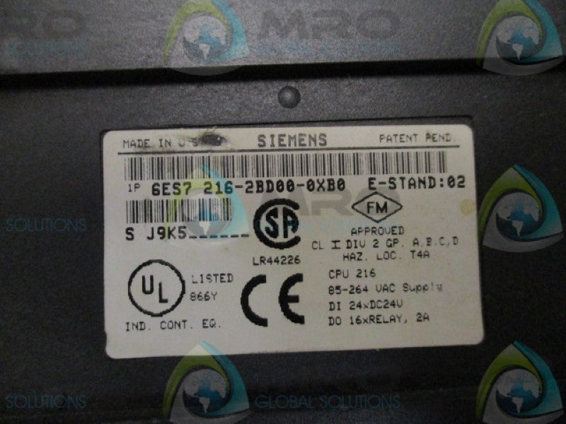 SIEMENS SIMATIC S7-200 6ES7216-2BD00-0XB0 CPU CONTROL BOARD MODULE 24VDC *USED*