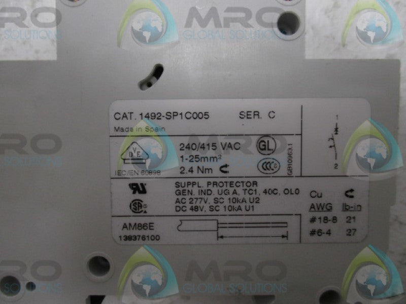 ALLEN BRADLEY 1492-SP1C005 SER. C CIRCUIT BREAKER 0.5A  UNMP
