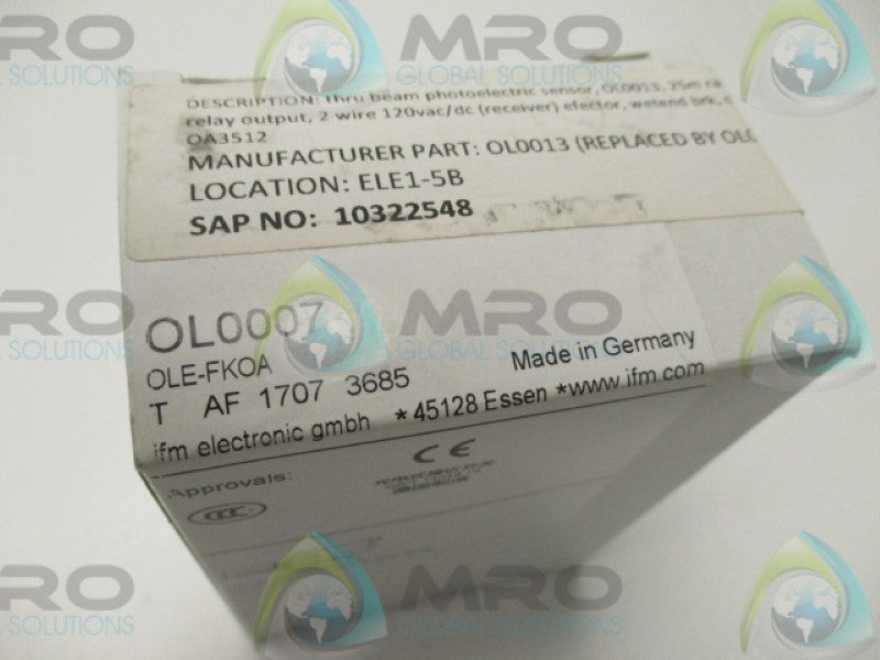 IFM EFECTOR OL0007 THRU BEAM SENSOR RECIEVER  NSMP