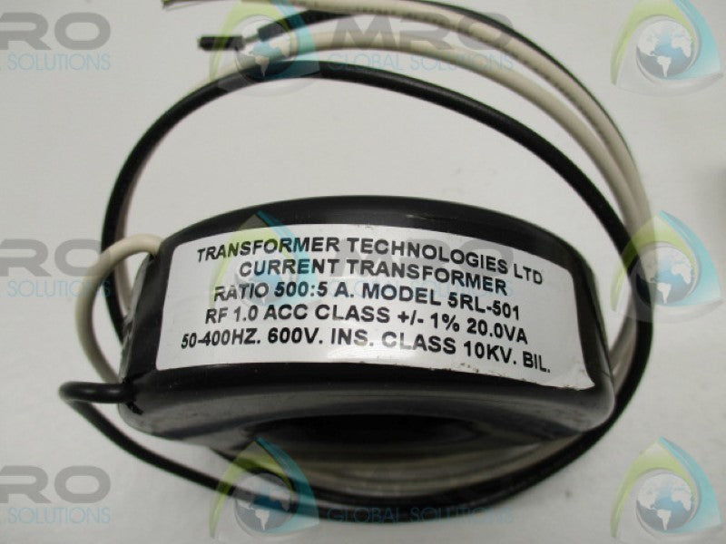 TRANSFORMER TECHNOLOGY 5RL-501 TRANSFORMER RATIO 500:5   NSMP