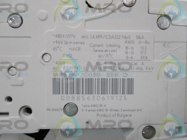 ALLEN BRADLEY 1492-CB2G030 SER. D CIRCUIT BREAKER 3A   NSMP
