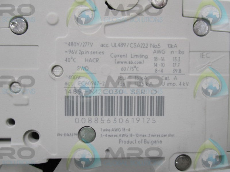 ALLEN BRADLEY 1492-CB2G030 SER. D CIRCUIT BREAKER 3A   NSMP