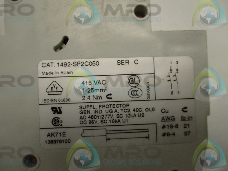 ALLEN BRADLEY 1492-SP2C050 SER. C CIRCUIT BREAKER 5A  NSMP