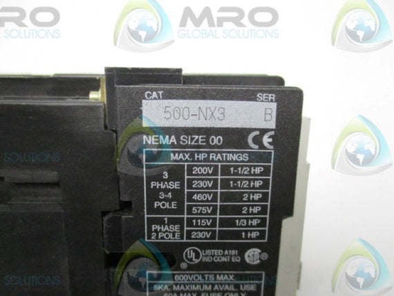ALLEN BRADLEY 500-NX3 SER. B CONTACTOR  UNMP