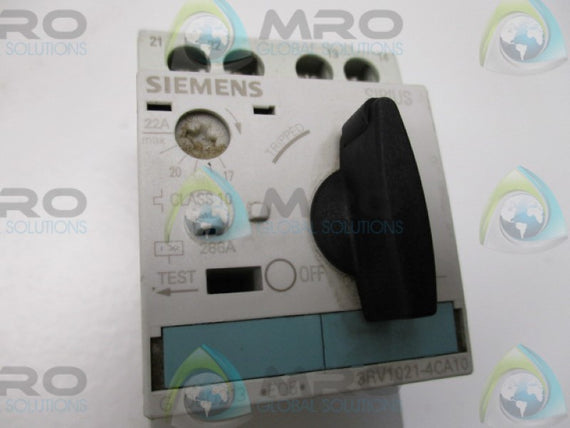 SIEMENS 3RV1021-4CA10 MOTOR CIRCUIT PROTECTOR 17-22A (AS PICTURED)  UNMP